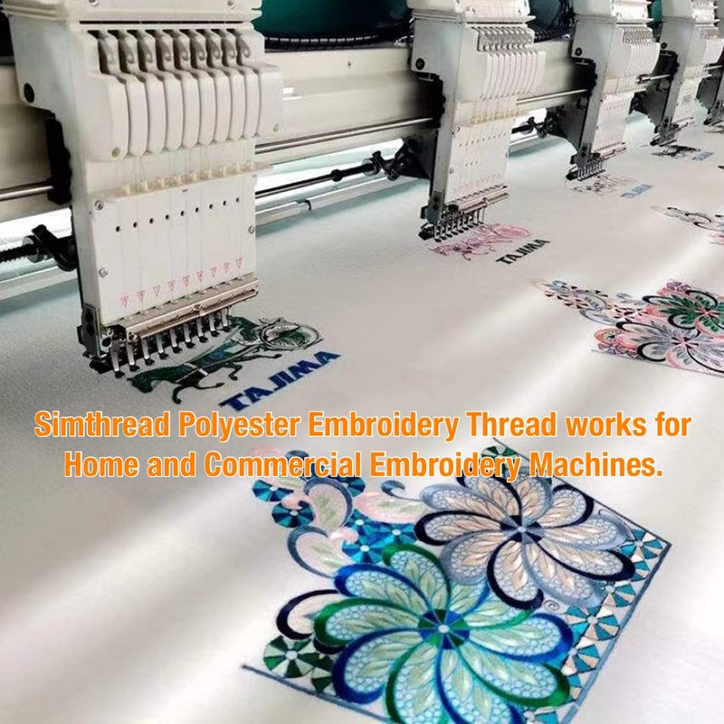 Simthread - 33 Selections - Various Assorted Color Packs of Polyester Embroidery Machine Thread Huge Spool 5500Y for All Purpose Sewing Embroidery Machines - #001 White - Image 4